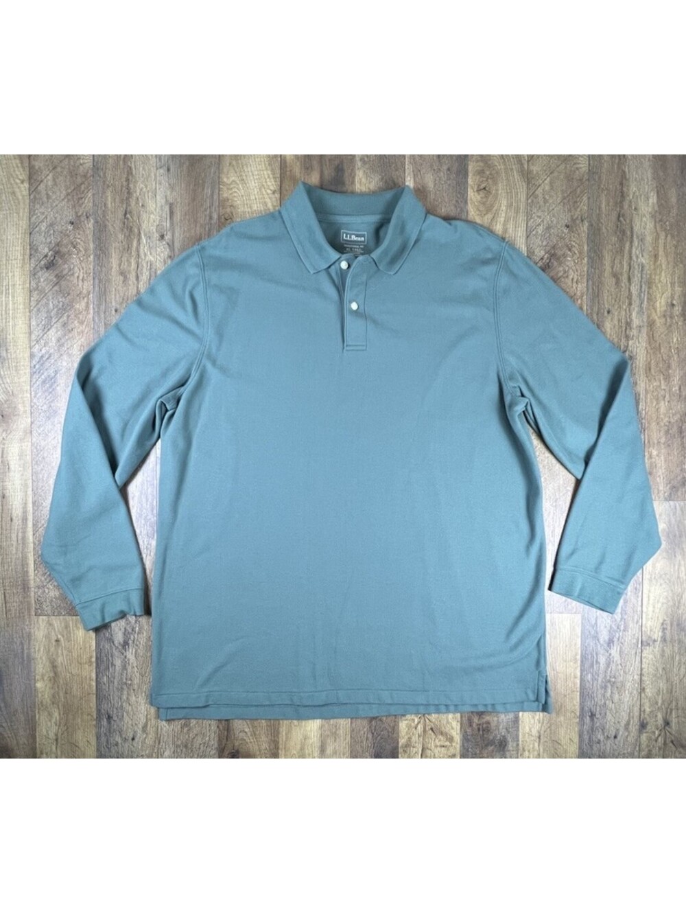 L.L.Bean Rugby Long Sleeve Premium Double L Polo Shirt Camp Green XL Tall XLT
